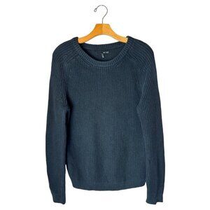 Oak + Fort Sweater Women XS Washed Black‎ Ribbed Knit Cotton Crew Neck Pullover